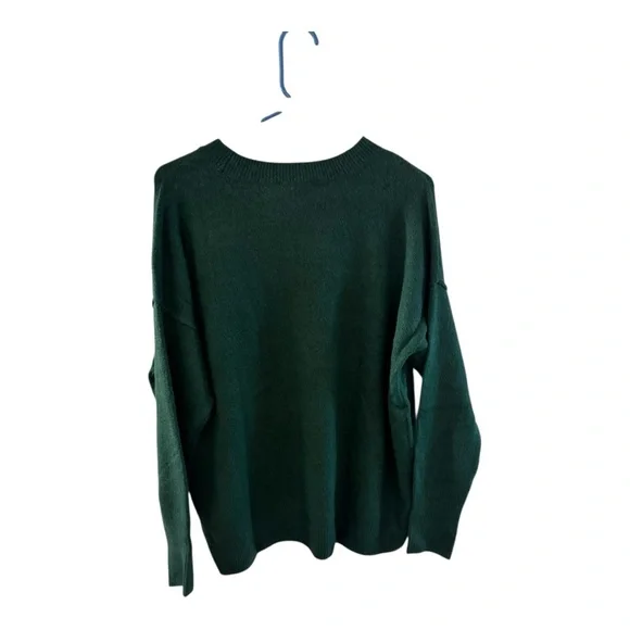 Vince Camuto Forest Green Sweater with Gold Peace Motif - Picture 2 of 8